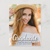 Moderne Elegante Pinselschrift | Trendy Foto Grad Postkarte (Vorderseite)
