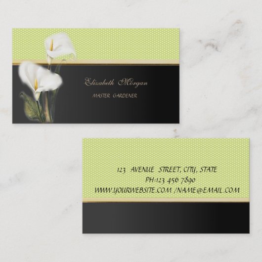 Moderne elegante Polka Dots, Calla Visitenkarte (Vorne/Hinten)