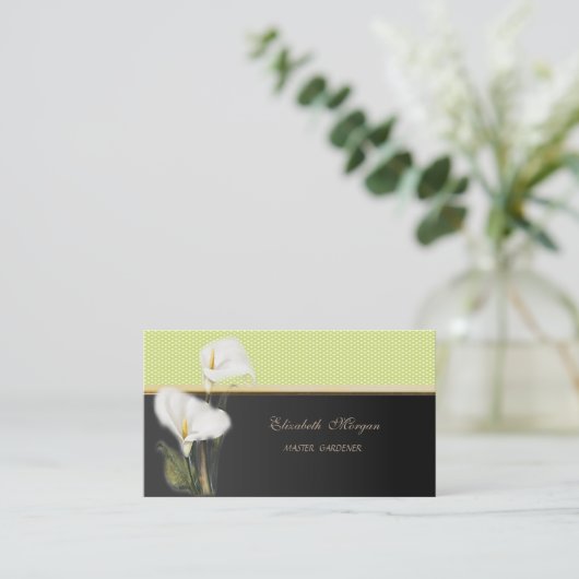 Moderne elegante Polka Dots, Calla Visitenkarte (Stehend Vorderseite)