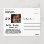 Moderne, elegante Postkarte für Hochzeiten (Rückseite)