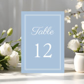 Moderne elegante Powder Blue Script Hochzeit Tischnummer