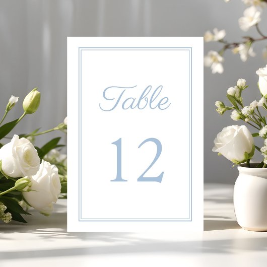 Moderne Elegante Powder Blue Wedding Tischnummer