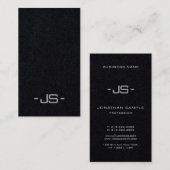 Moderne Elegante Premium Black Monogram Vertikal Visitenkarte (Vorne/Hinten)