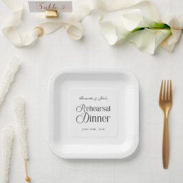 Moderne elegante Probe des Hochzeitsessens Pappteller