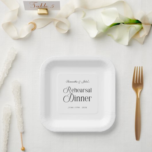 Moderne elegante Probe des Hochzeitsessens Pappteller (Hochzeit)