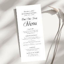 Moderne elegante Probe-Dinner-Karte 'One Day Away'