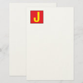 Moderne elegante professionelle Monogramm Rot Gelb Briefpapier (Vorne/Hinten)