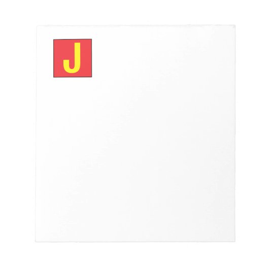Moderne Elegante Professionelle Monogramm Rot Gelb Notizblock (Vorderseite)