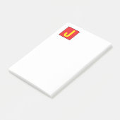 Moderne elegante professionelle Monogramm Rot Gelb Post-it Klebezettel (angewinkelt)
