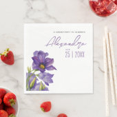 Moderne Elegante Purple Blumen Garten Wasserfarben Serviette (Beispiel)