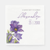 Moderne Elegante Purple Blumen Garten Wasserfarben Serviette (Vorderseite)