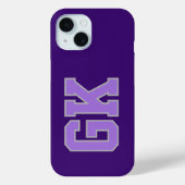 Moderne elegante purpur-graue Monogramm-Initialen Case-Mate iPhone Hülle (Rückseite)