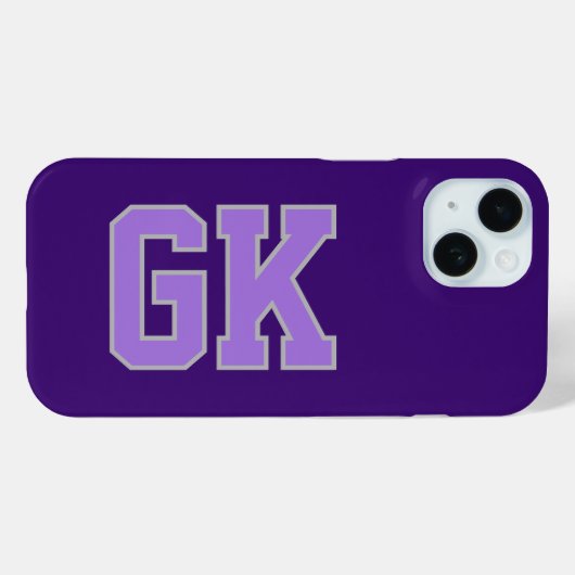 Moderne elegante purpur-graue Monogramm-Initialen Case-Mate iPhone Hülle (Rückseite (Horizontal))