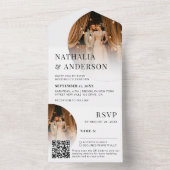 Moderne Elegante QR Code 2 Foto Einzigartige Hochz All In One Einladung (Innen Boden)