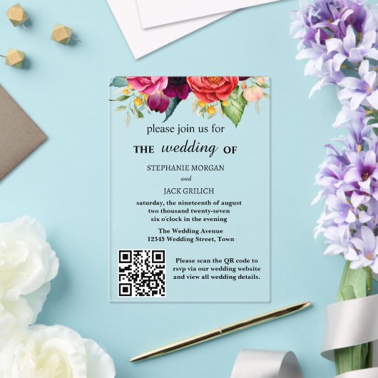 Moderne, elegante QR-Code-Hochzeit Acryleinladungen (In Situ (Hochzeit))