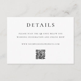 Moderne elegante QR-Code-Hochzeitsdetails Begleitkarte