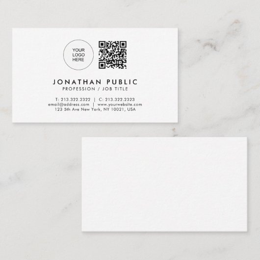 Moderne, elegante QR-Code-Vorlage für das benutzer Visitenkarte (Vorne/Hinten)