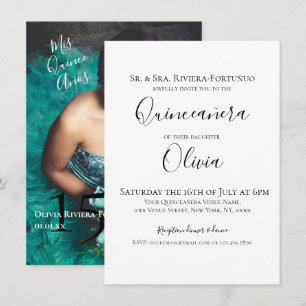 Moderne elegante Quinceanera 15. Geburtstag 1 Foto Einladung
