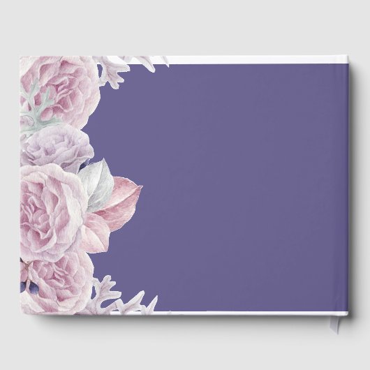 Moderne elegante Rahmen lila floral Gästebuch (Rückseite)
