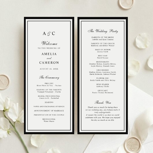Moderne elegante Rahmenrand-Hochzeitsprogramm Programm
