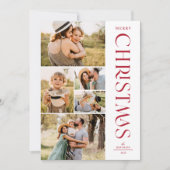 Moderne Elegante Red Five Foto Collage Weihnachten (Vorderseite)