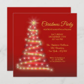 Moderne Elegante Red Gold Red Christmas Einladung (Vorne/Hinten)