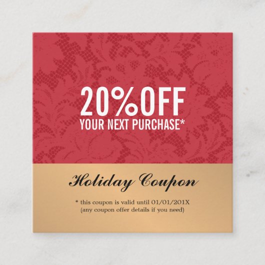 Moderne Elegante Red Lace Imitate Rabattkarte (Vorderseite)