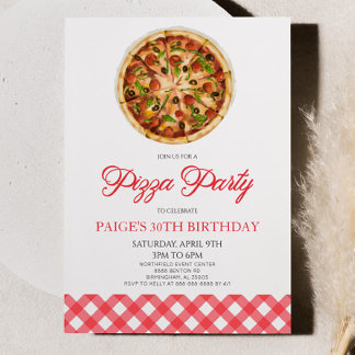 Moderne Elegante Red Pizza Party Geburtstagsparty Einladung