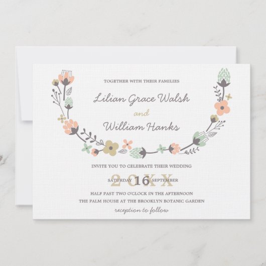 Moderne elegante Retro Blumenzeremonie Einladung (Vorderseite)