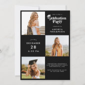 Moderne elegante Retro Graduiertenkap FotoCollage Einladung (Rückseite)
