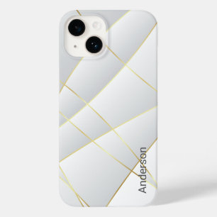 Moderne elegante Retro-Linien-Monogramm Case-Mate iPhone 14 Hülle