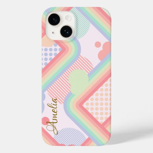 Moderne elegante Retro-Linien-Monogramm Case-Mate iPhone Hülle (Rückseite)