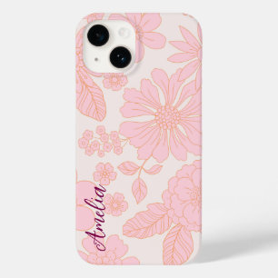Moderne elegante Retro-Linien-Monogramm Case-Mate iPhone 14 Hülle