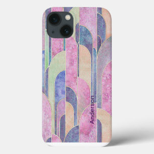 Moderne elegante Retro-Linien-Monogramm Case-Mate iPhone Hülle
