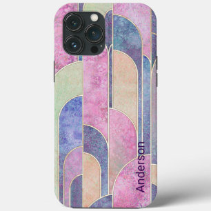 Moderne elegante Retro-Linien-Monogramm Case-Mate iPhone Hülle