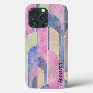 Moderne elegante Retro-Linien-Monogramm Case-Mate iPhone Hülle