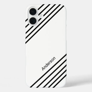 Moderne elegante Retro-Linien-Monogramm iPhone 16 Plus Hülle