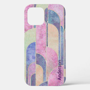 Moderne elegante Retro-Linien-Monogramm Case-Mate iPhone Hülle