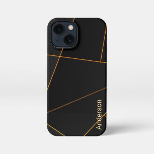 Moderne elegante Retro-Linien-Monogramm iPhone 13 Mini Hülle