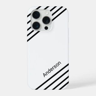 Moderne elegante Retro-Linien-Monogramm iPhone 15 Pro Hülle