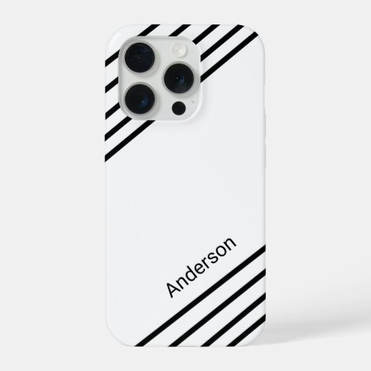Moderne elegante Retro-Linien-Monogramm iPhone Hülle (Rückseite)