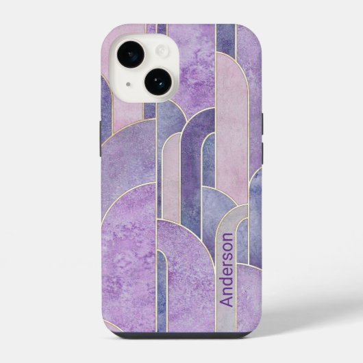 Moderne elegante Retro-Linien-Monogramm iPhone Hülle (Rückseite)