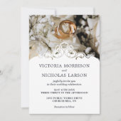 Moderne Elegante Rings Floral Classic Wedding Einladung (Vorderseite)