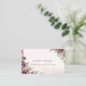 Moderne elegante romantische Aquarellfarben-Blume Visitenkarte (Stehend Vorderseite)