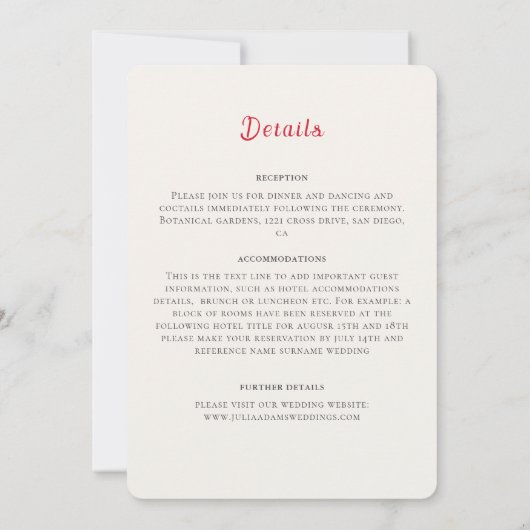 Moderne elegante romantische Blumenzeremonie Einladung (Rückseite)