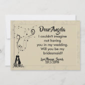 Moderne Elegante Romantische Brautjungfrau Einladung (Rückseite)