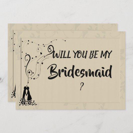 Moderne Elegante Romantische Brautjungfrau Einladung (Vorne/Hinten)