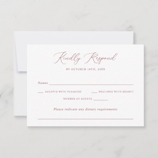 Moderne elegante romantische Script Wedding RSVP Einladung (Vorderseite)