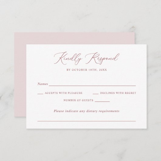 Moderne elegante romantische Script Wedding RSVP Einladung (Vorne/Hinten)