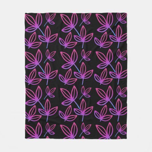 Moderne elegante rosa Blätter Fleecedecke (Vorderseite)